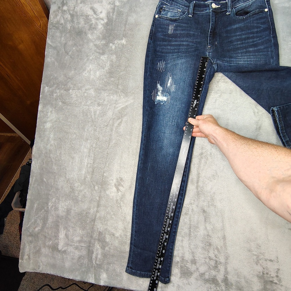 Judy Blue Jeans Womens 30 Blue Boyfriend Dark Wash Distressed Stretch Denim - Picture 9 of 16